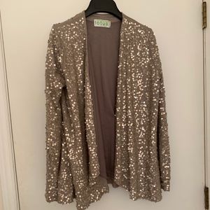 Lotus champagne colored sequin cardigan blazer